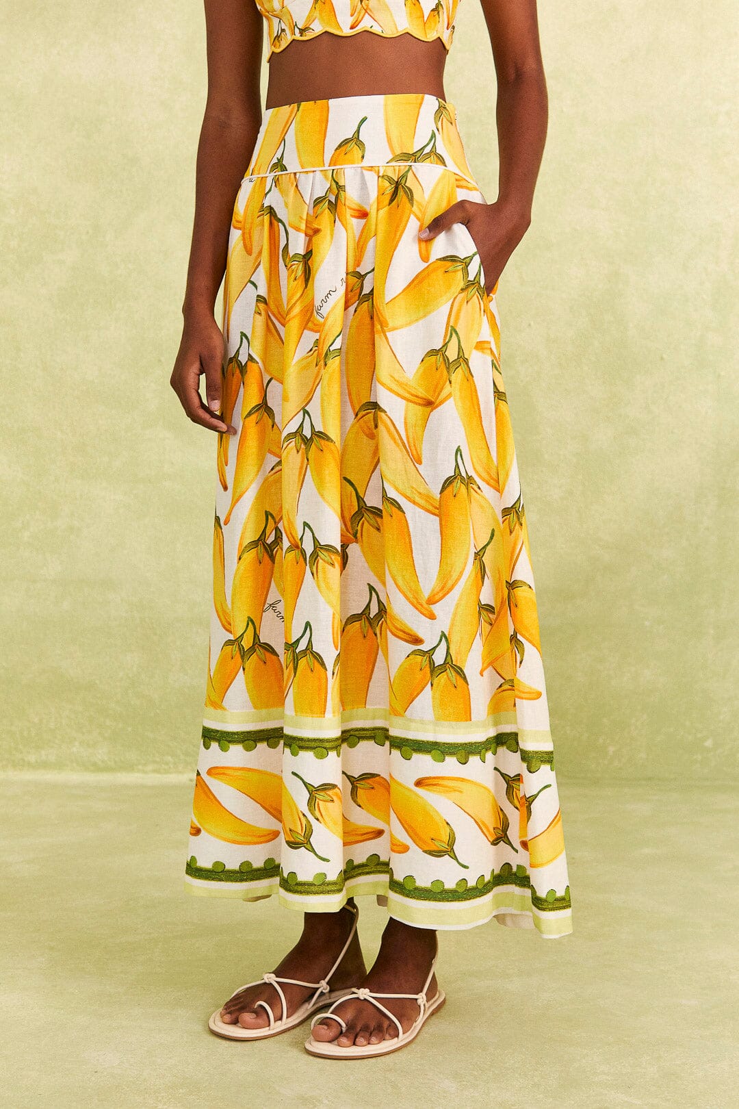 Farm Rio Off-White Peppers Maxi Skirt