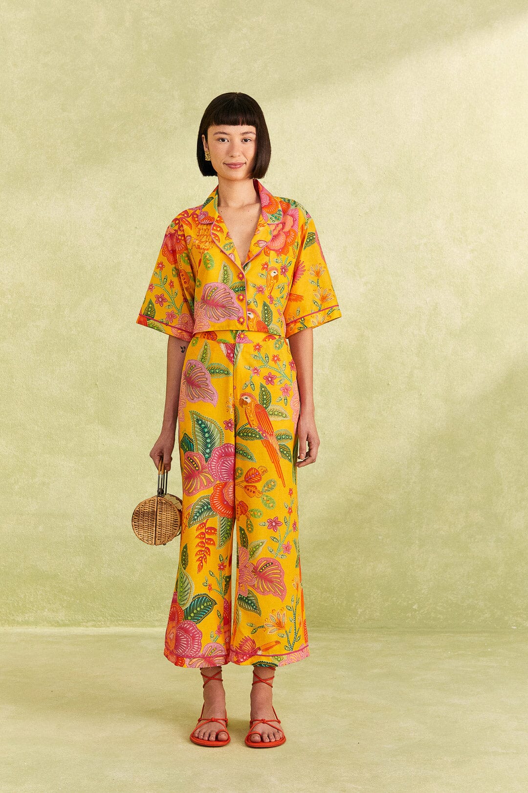 Farm Rio Yellow Macaw Bloom Shirt