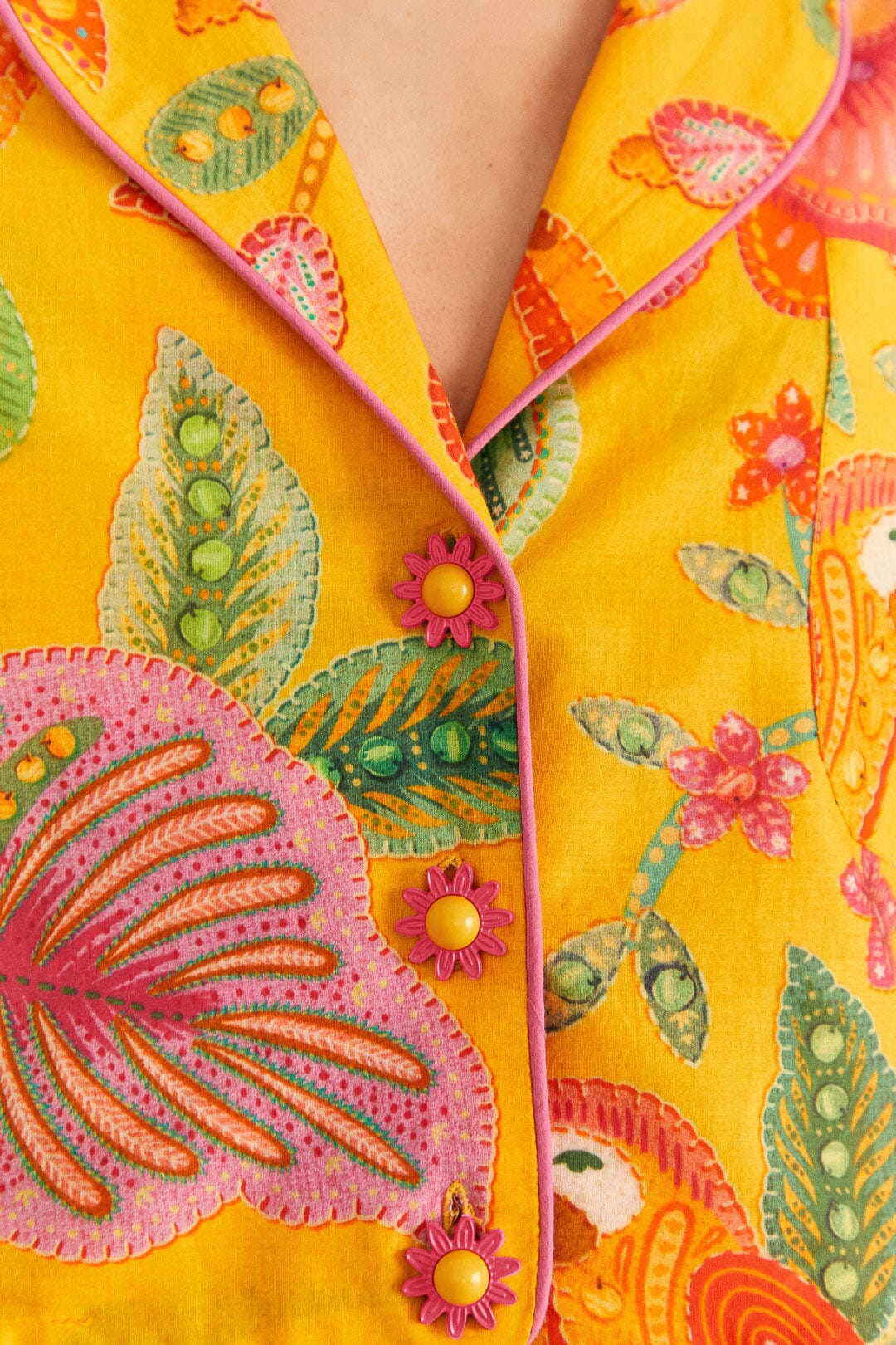 Farm Rio Yellow Macaw Bloom Shirt