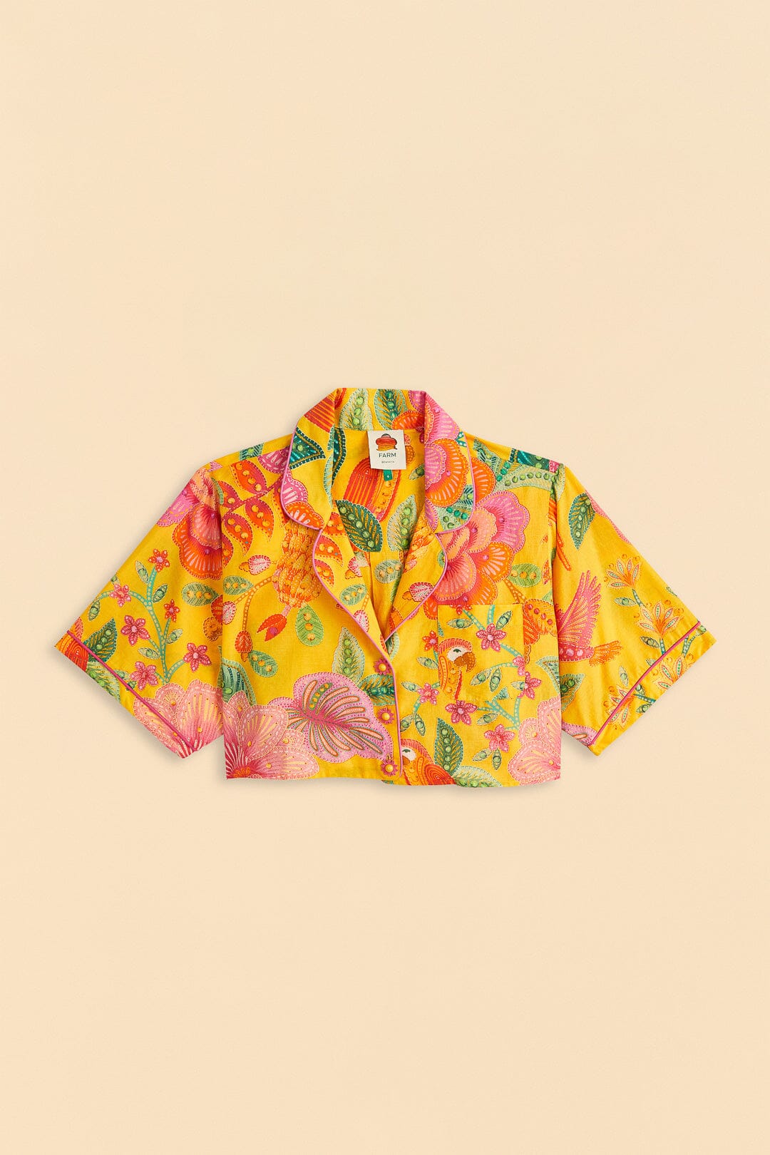 Farm Rio Yellow Macaw Bloom Shirt