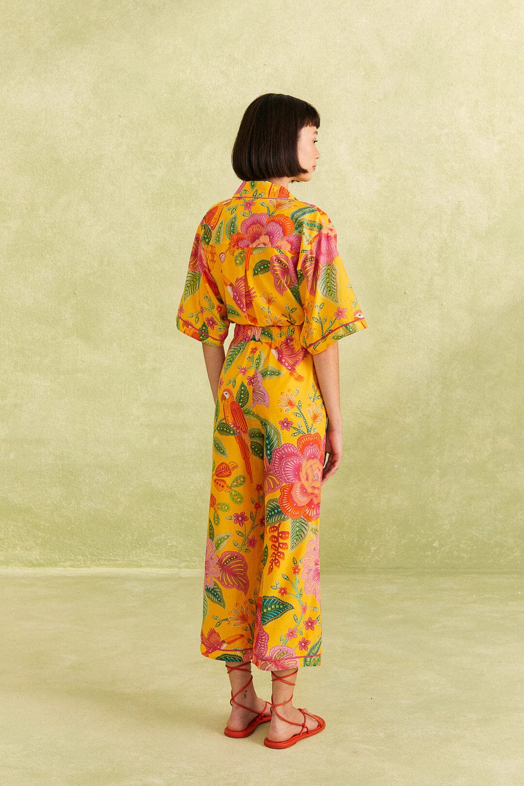 Farm Rio Yellow Macaw Bloom Pants