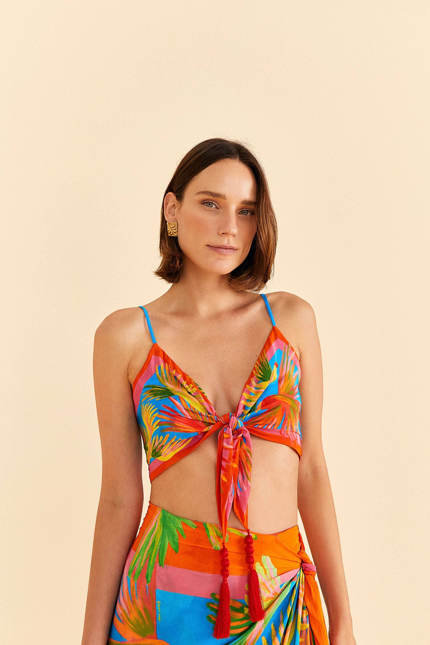Farm Rio Painted Birds Scarf Top