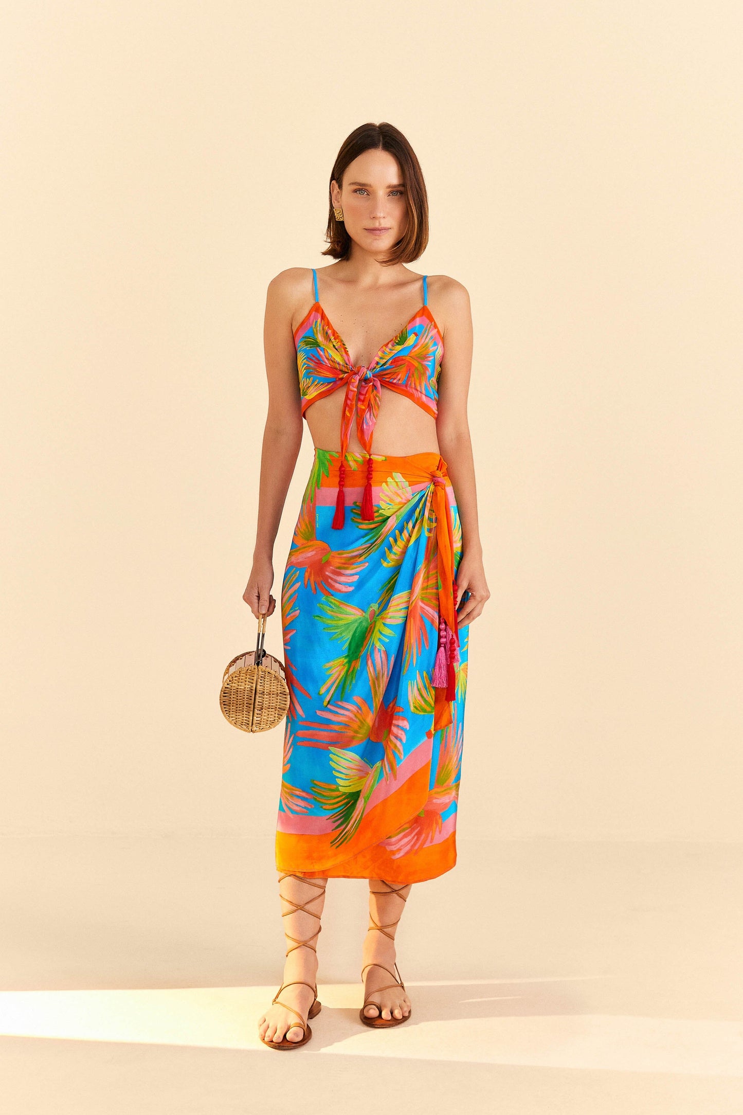 Farm Rio Painted Birds Scarf Top