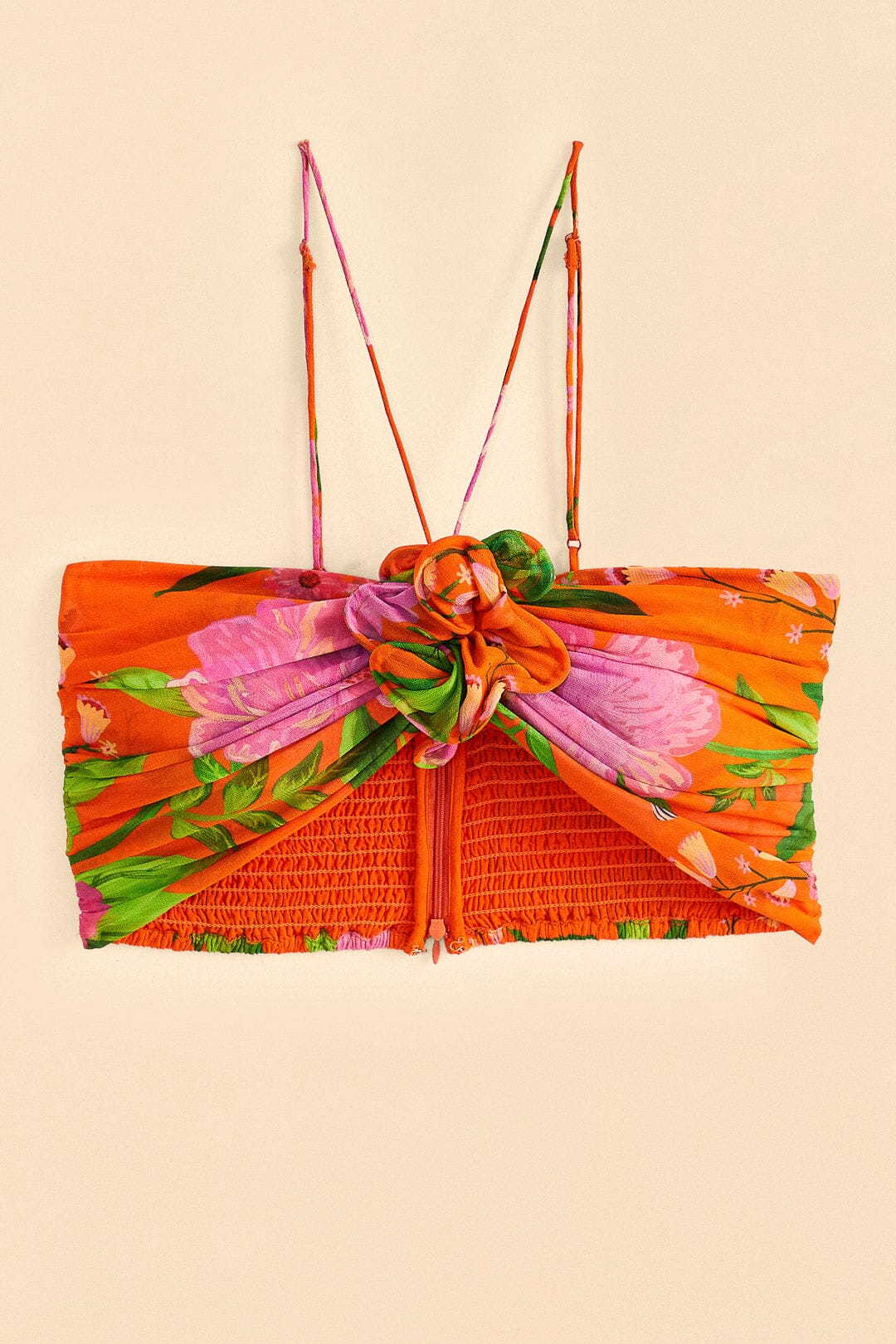 Farm Rio Orange Romantic Garden Crop Top