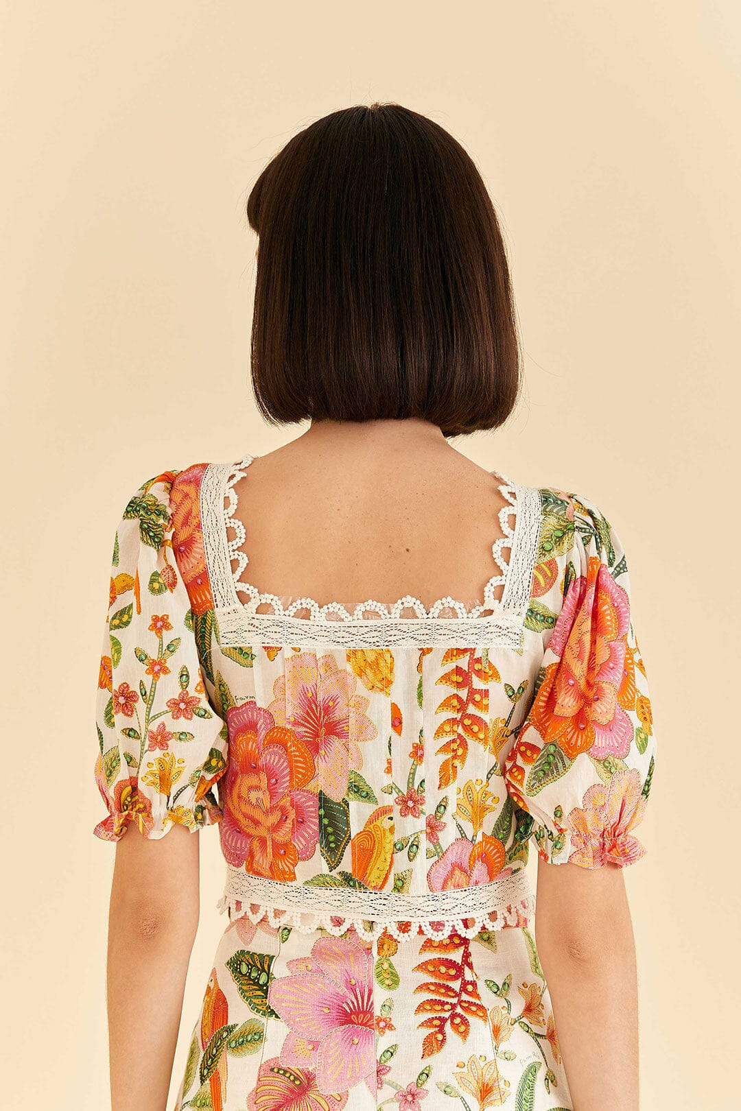 Farm Rio Off-White Macaw Bloom Blouse
