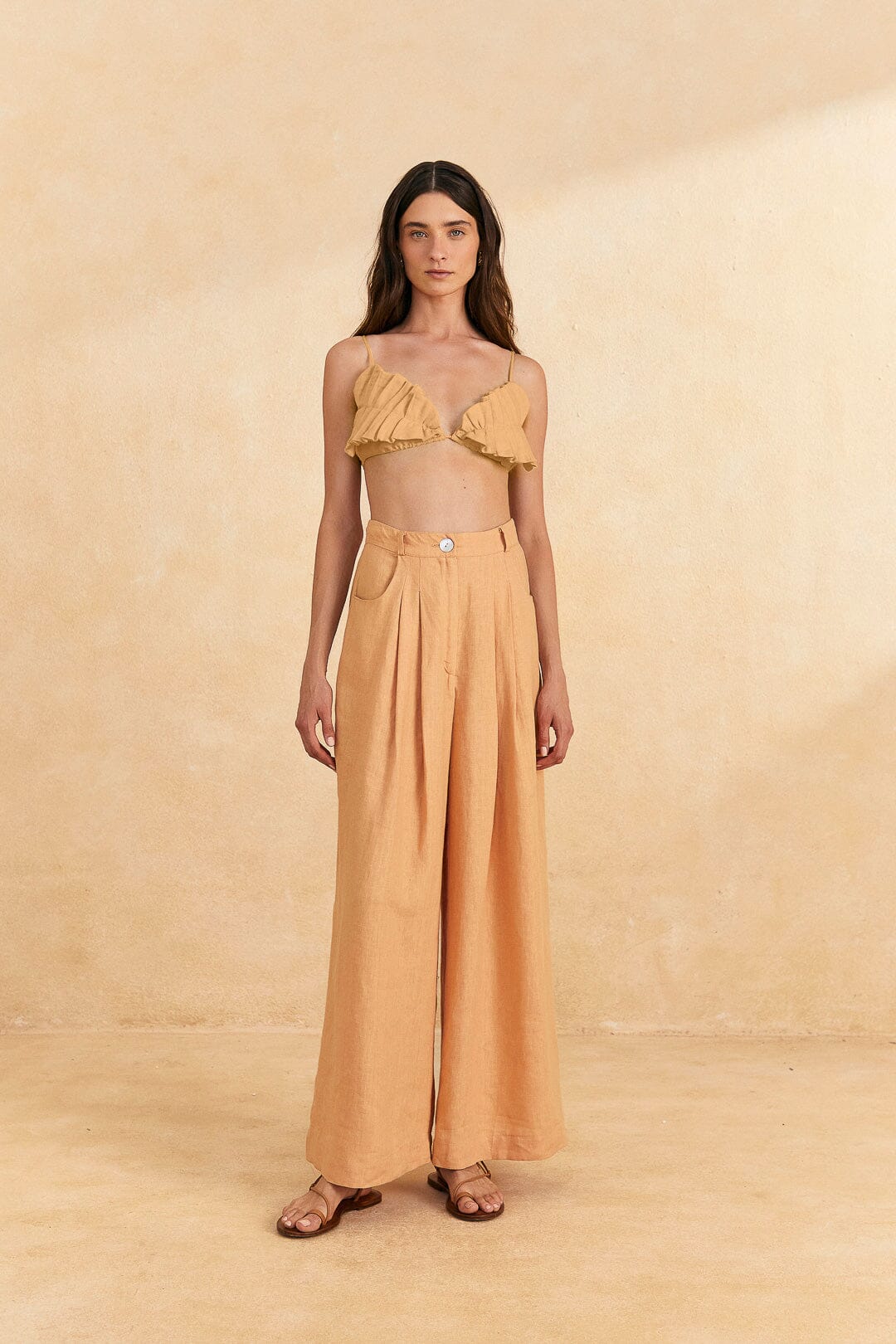 Farm Rio Beige Leaf Crop Top