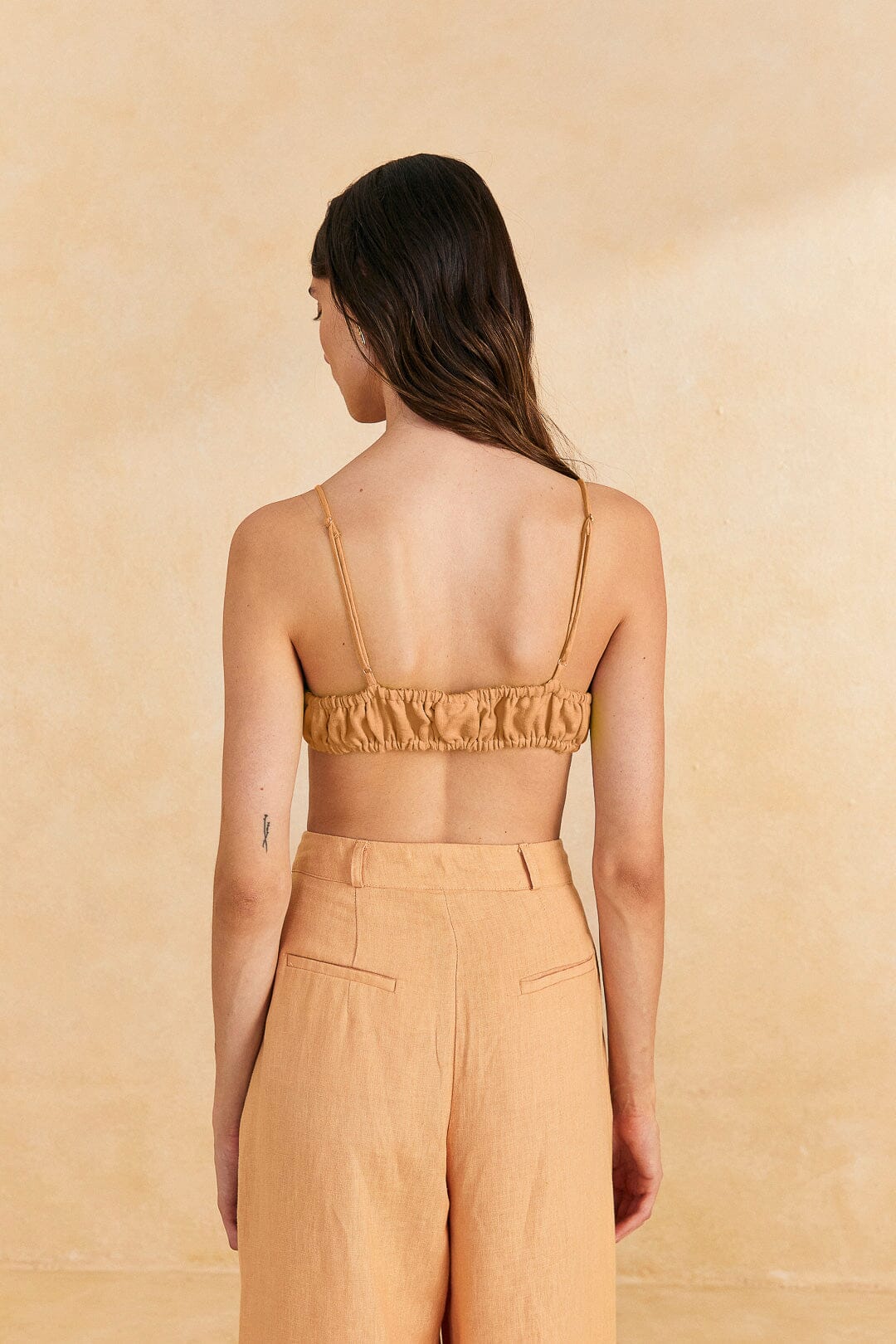 Farm Rio Beige Leaf Crop Top