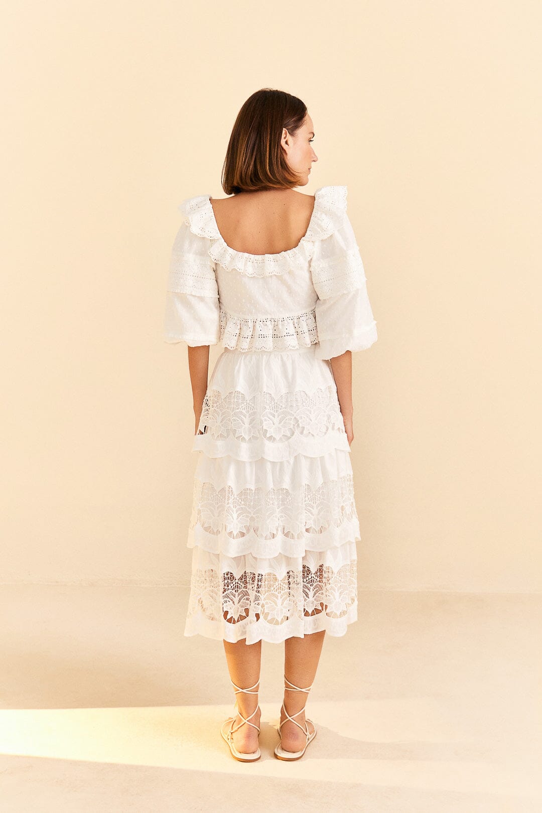 Farm Rio Off-White Lace Crop Top
