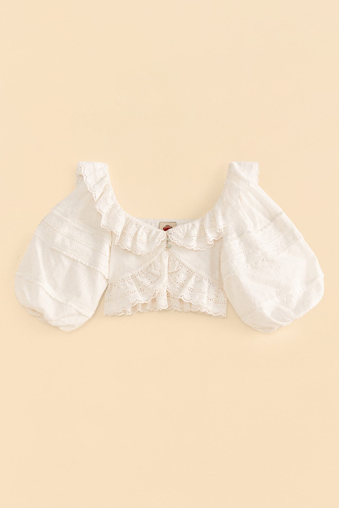 Farm Rio Off-White Lace Crop Top
