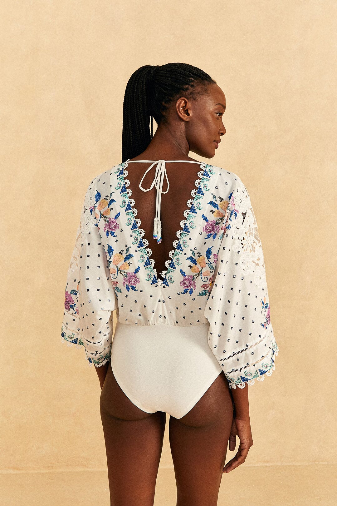 Farm Rio Off-White Romantic Bandanas Bodysuit