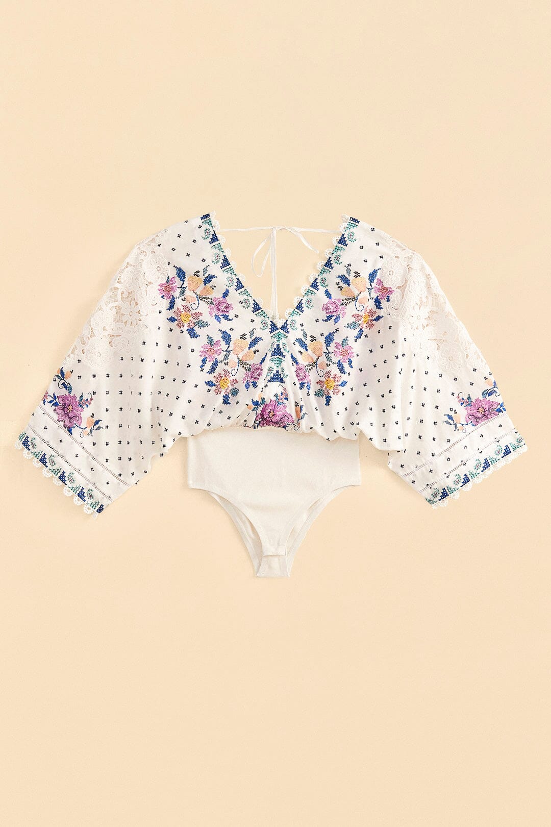 Farm Rio Off-White Romantic Bandanas Bodysuit