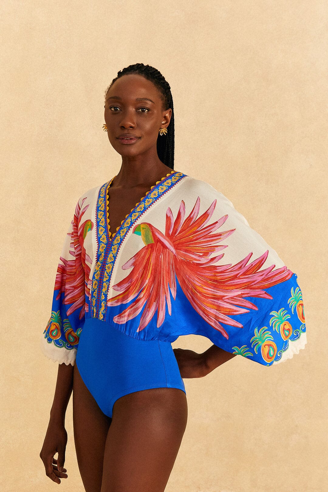 Farm Rio Off-White Vivid Garden Bodysuit