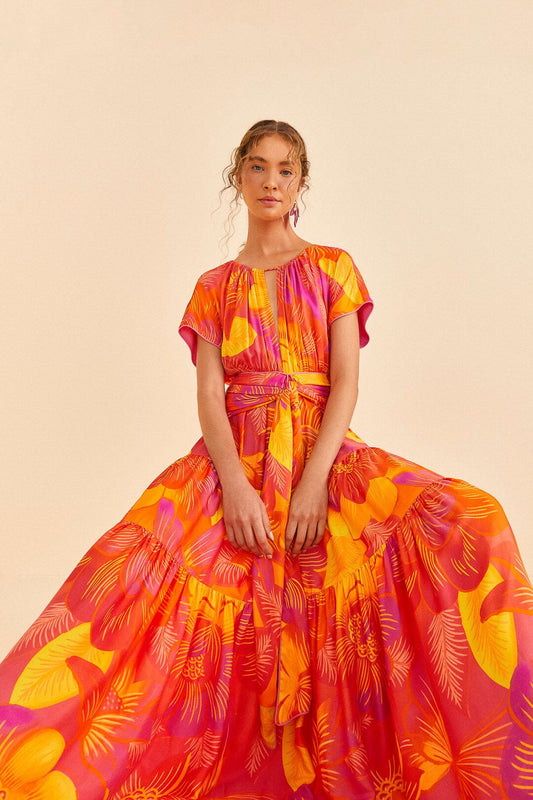 Farm Rio Summer Garden Ombre Lenzing™ Ecovero™ Viscose Maxi Dress