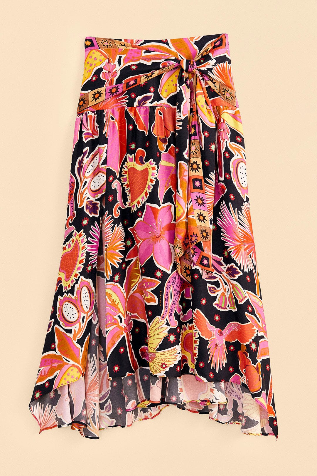 Farm Rio Black Enchanted Nature Lenzing™ Ecovero™ Viscose Midi Skirt