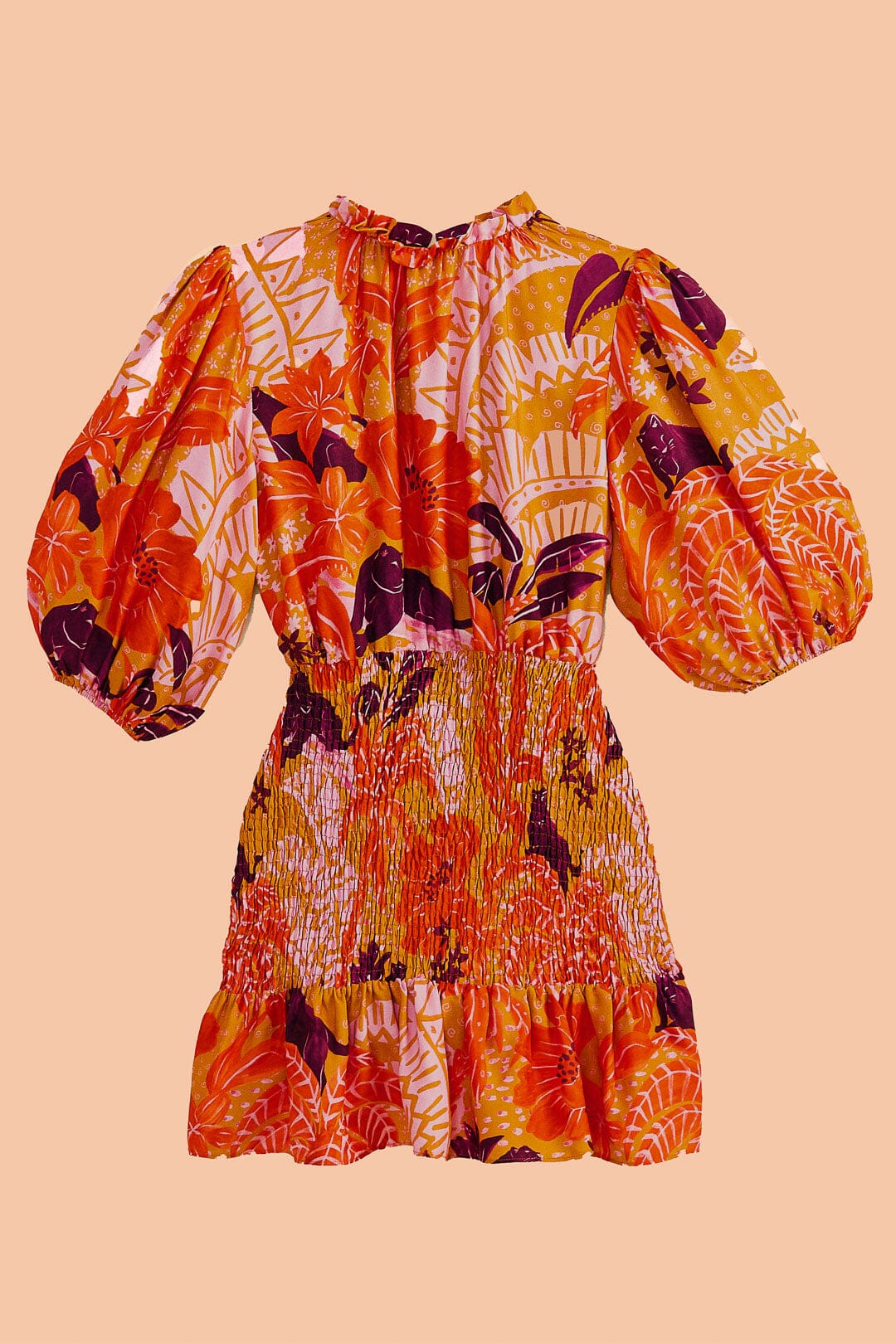 Farm Rio Beige Jungle Panther Lenzing™ Ecovero™ Viscose Mini Dress