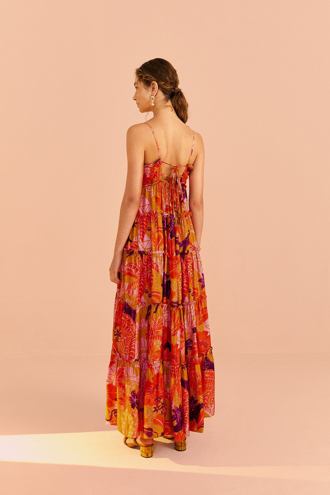 Farm Rio Beige Jungle Panther Lenzing™ Ecovero™ Viscose Maxi Dress