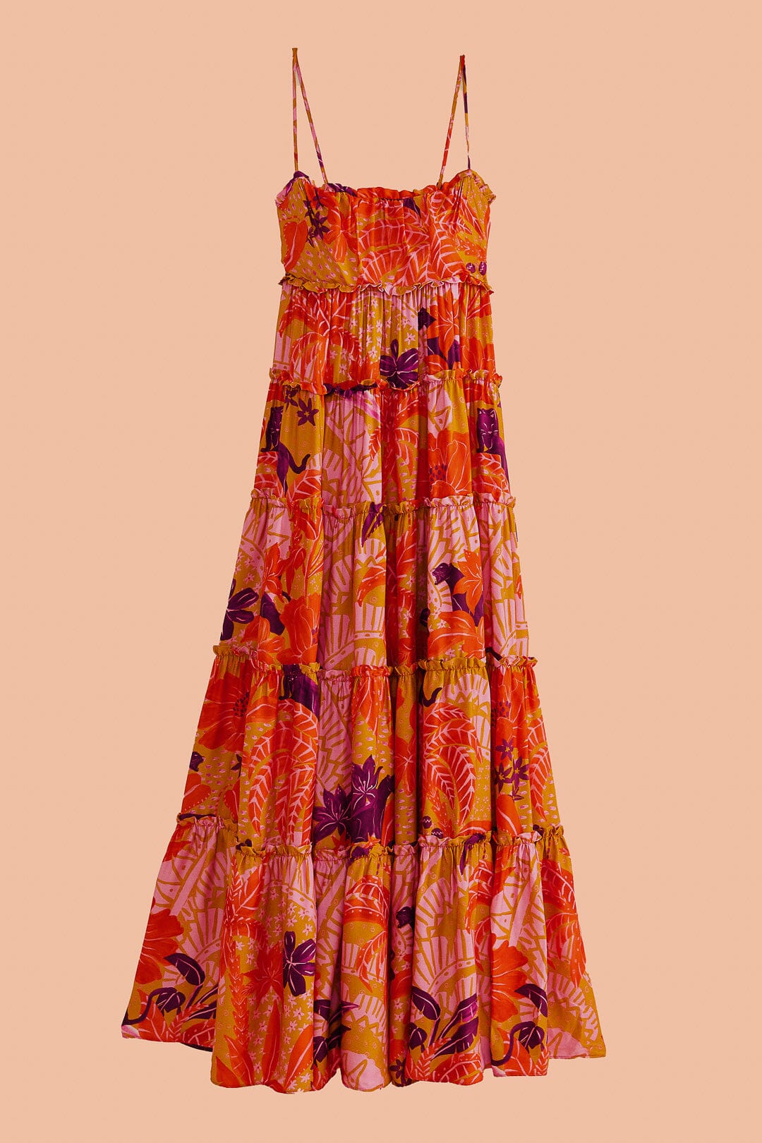 Farm Rio Beige Jungle Panther Lenzing™ Ecovero™ Viscose Maxi Dress