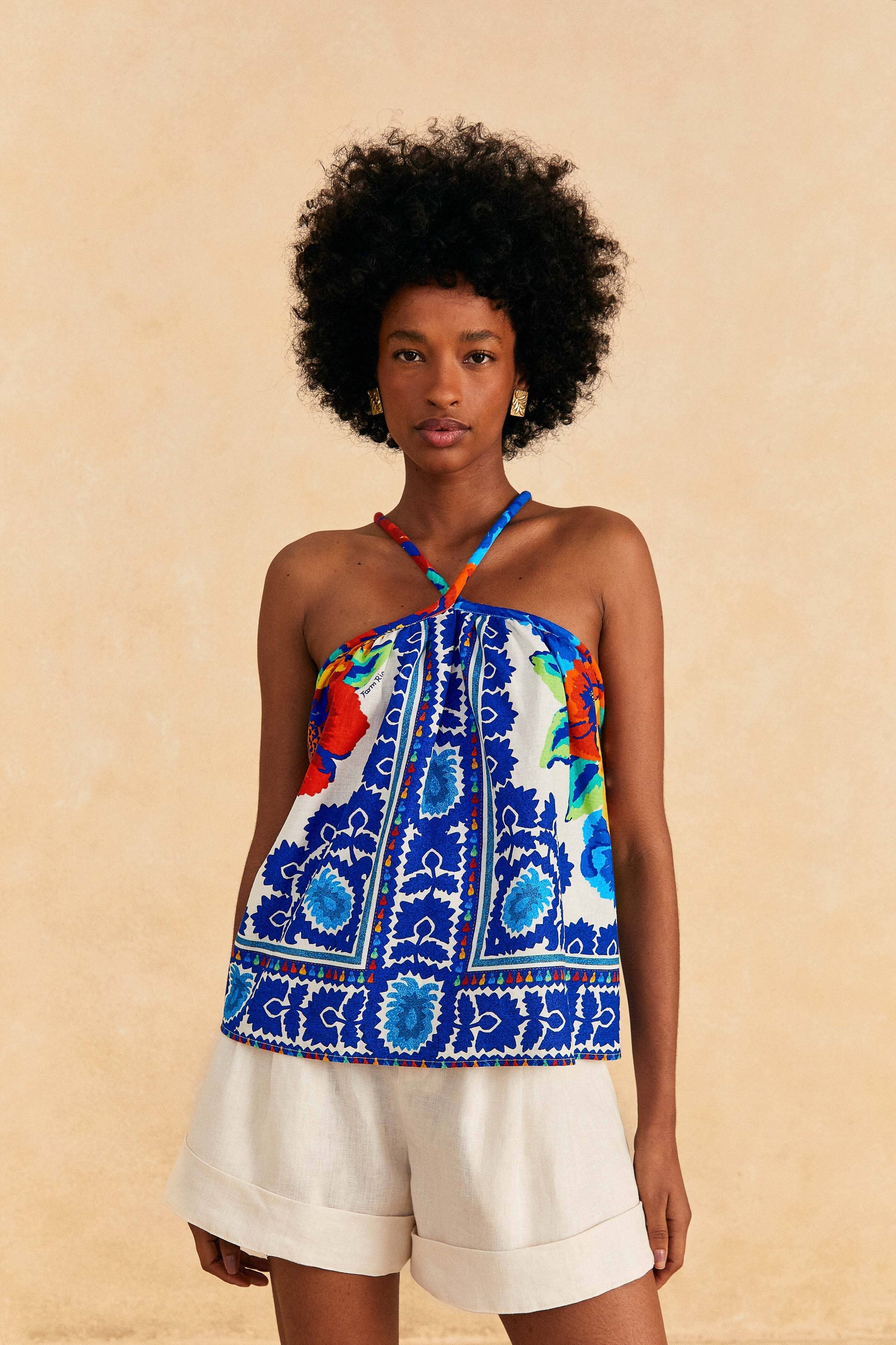 Farm Rio Off-White Flower Tapestry Blouse
