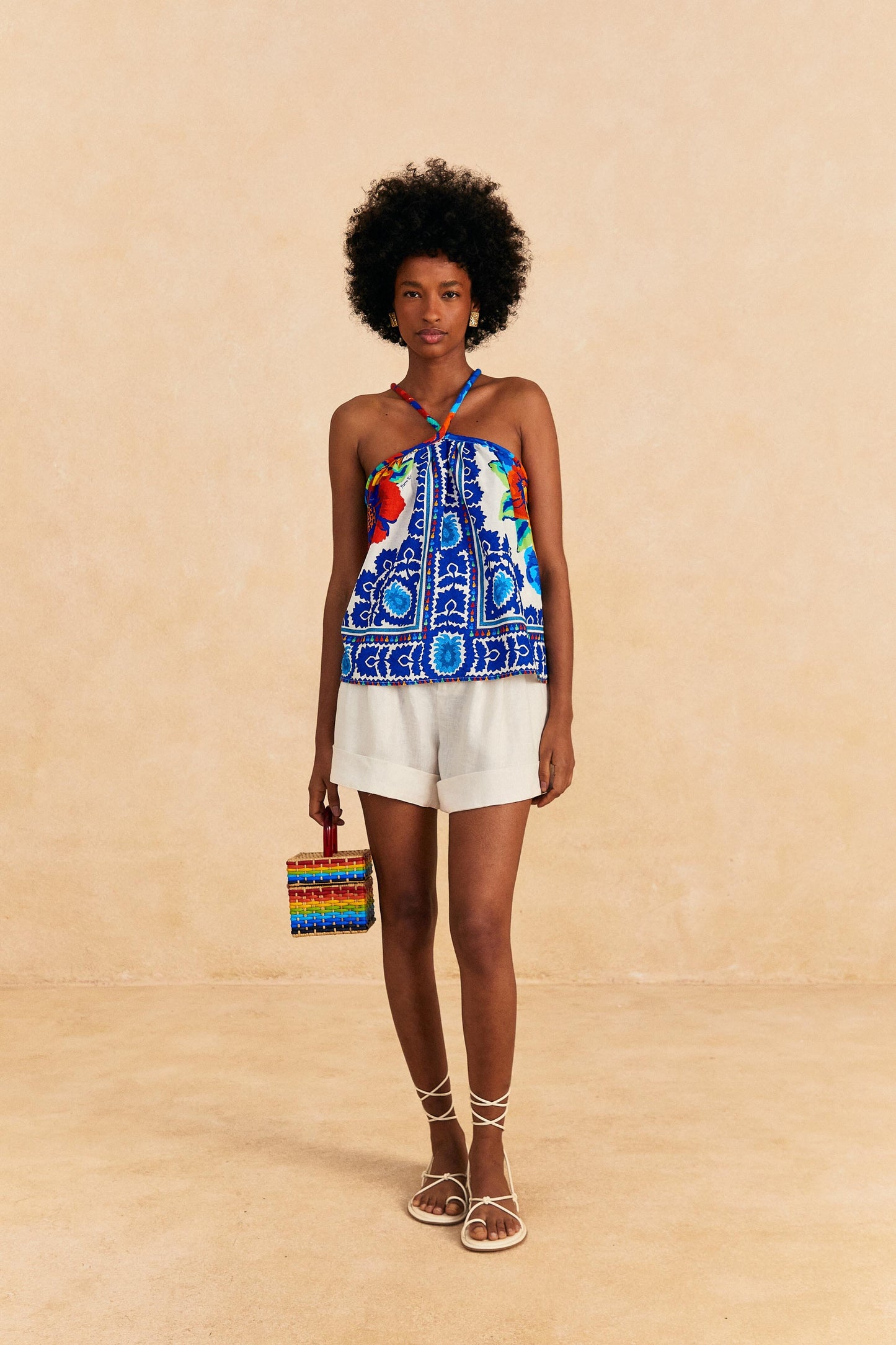 Farm Rio Off-White Flower Tapestry Blouse