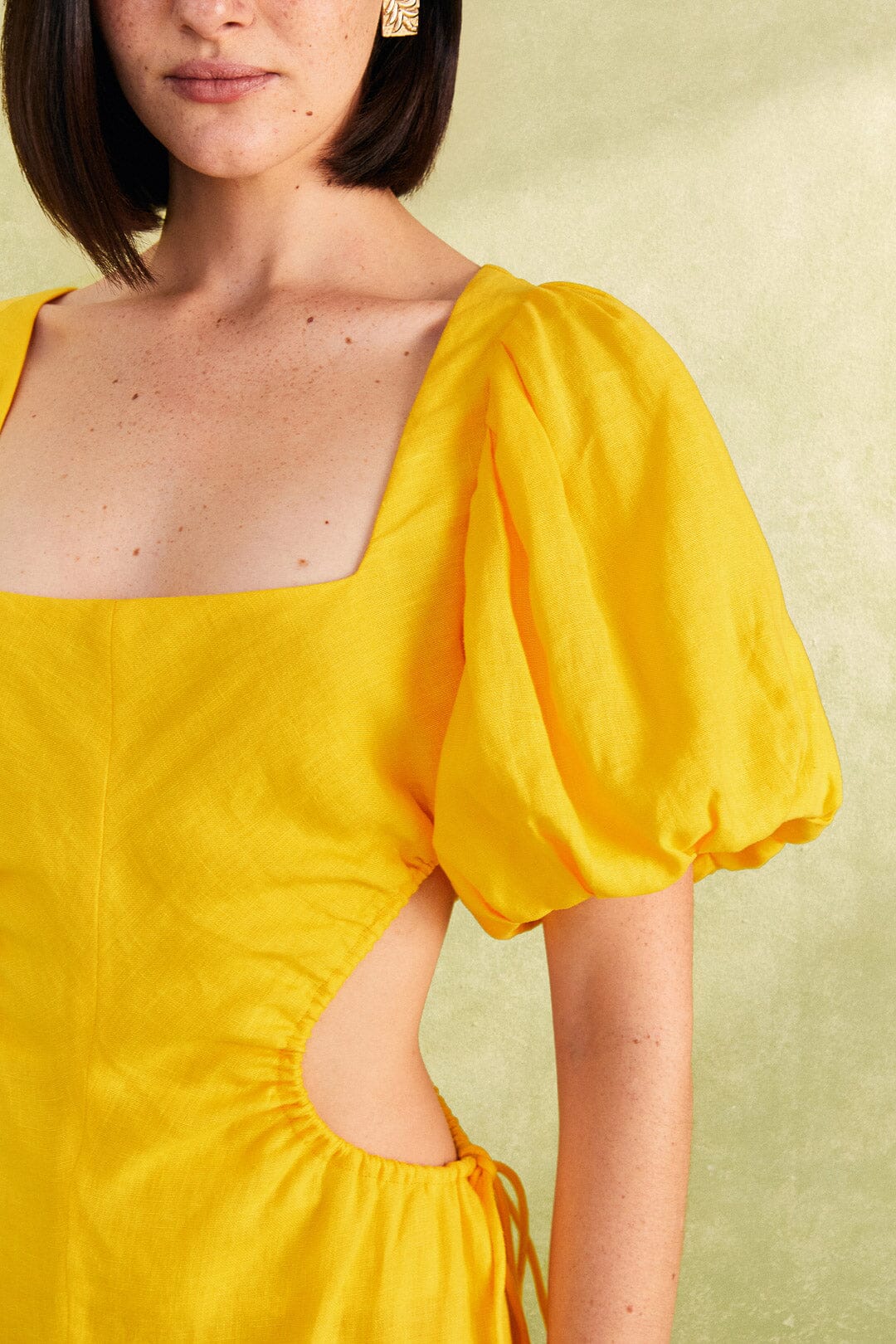 Farm Rio Yellow Cutout Midi Dress