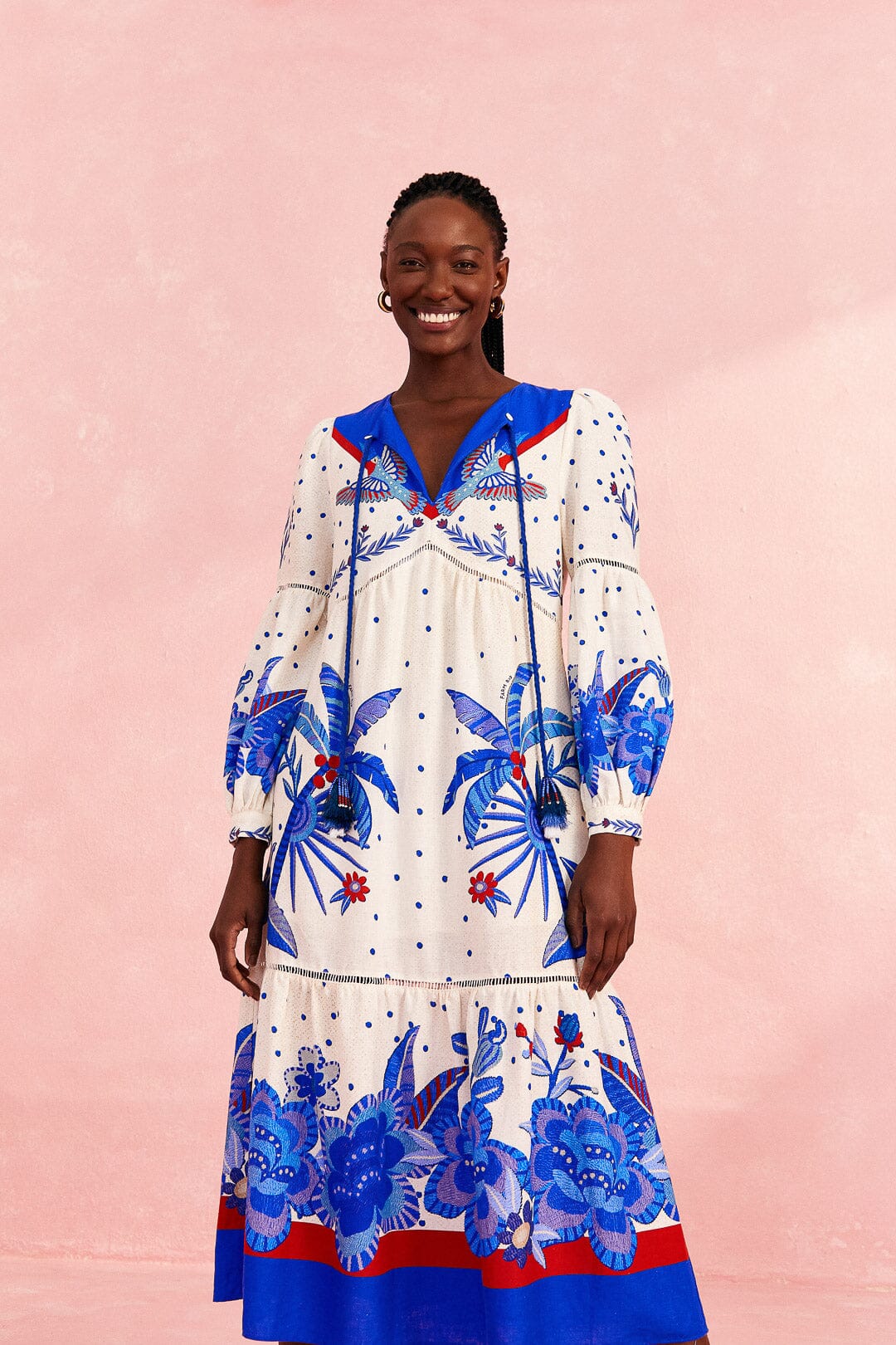 Farm Rio Off-White Jungle Chic Midi Dress