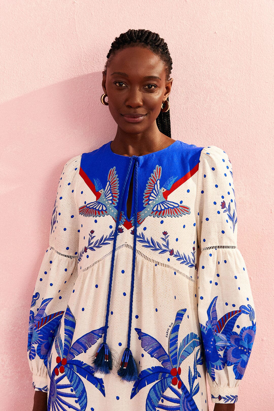 Farm Rio Off-White Jungle Chic Midi Dress