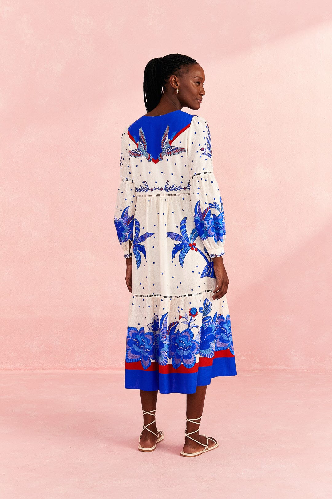 Farm Rio Off-White Jungle Chic Midi Dress