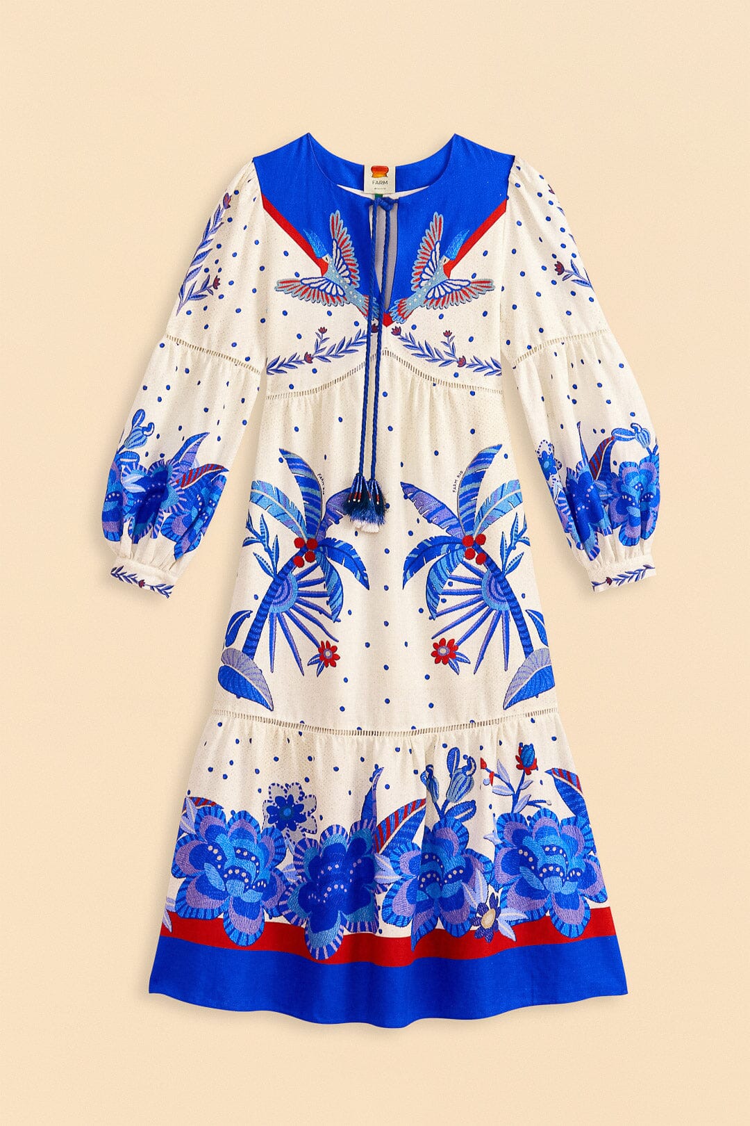 Farm Rio Off-White Jungle Chic Midi Dress