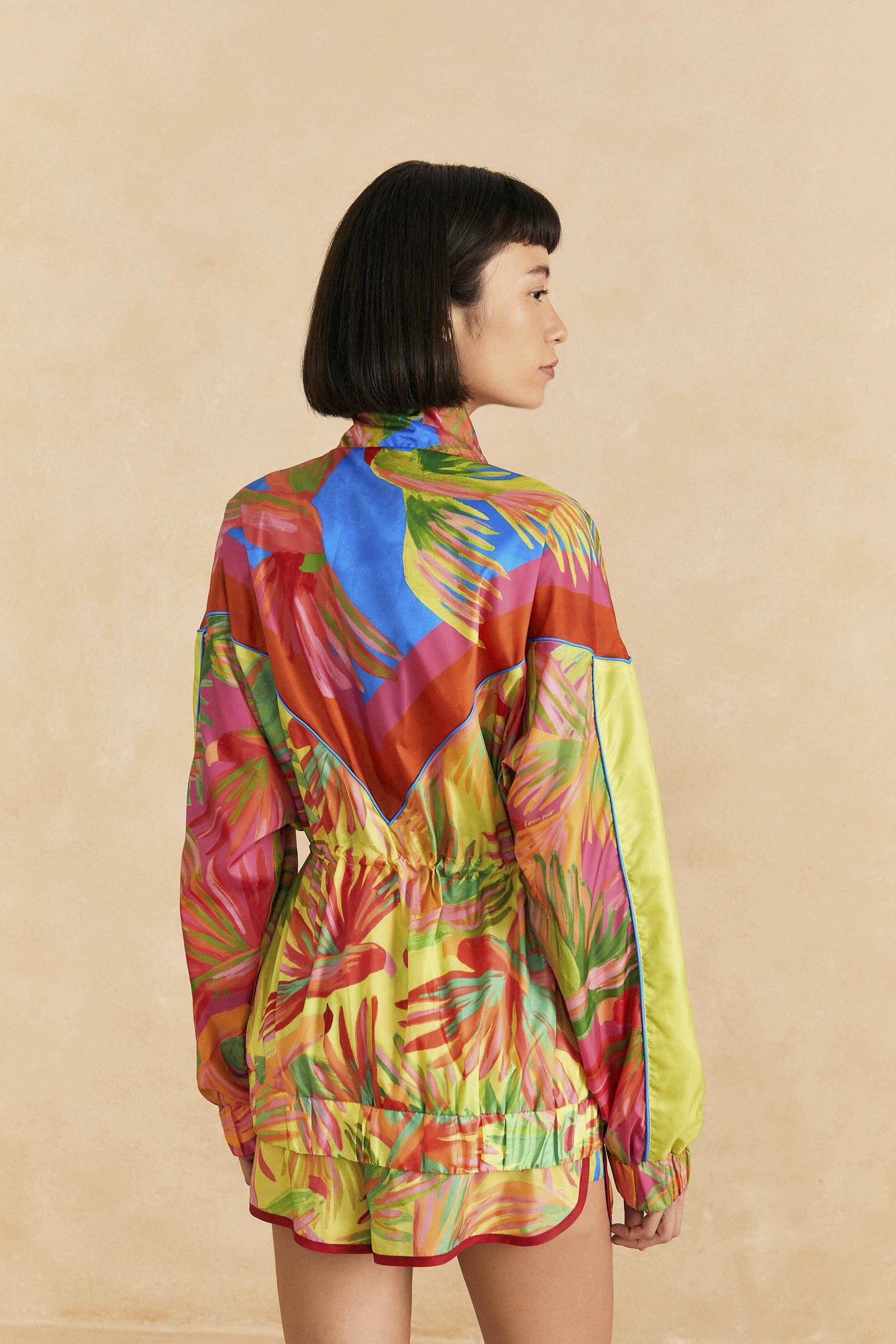 Farm Rio Mixed Painted Birds Windbreaker