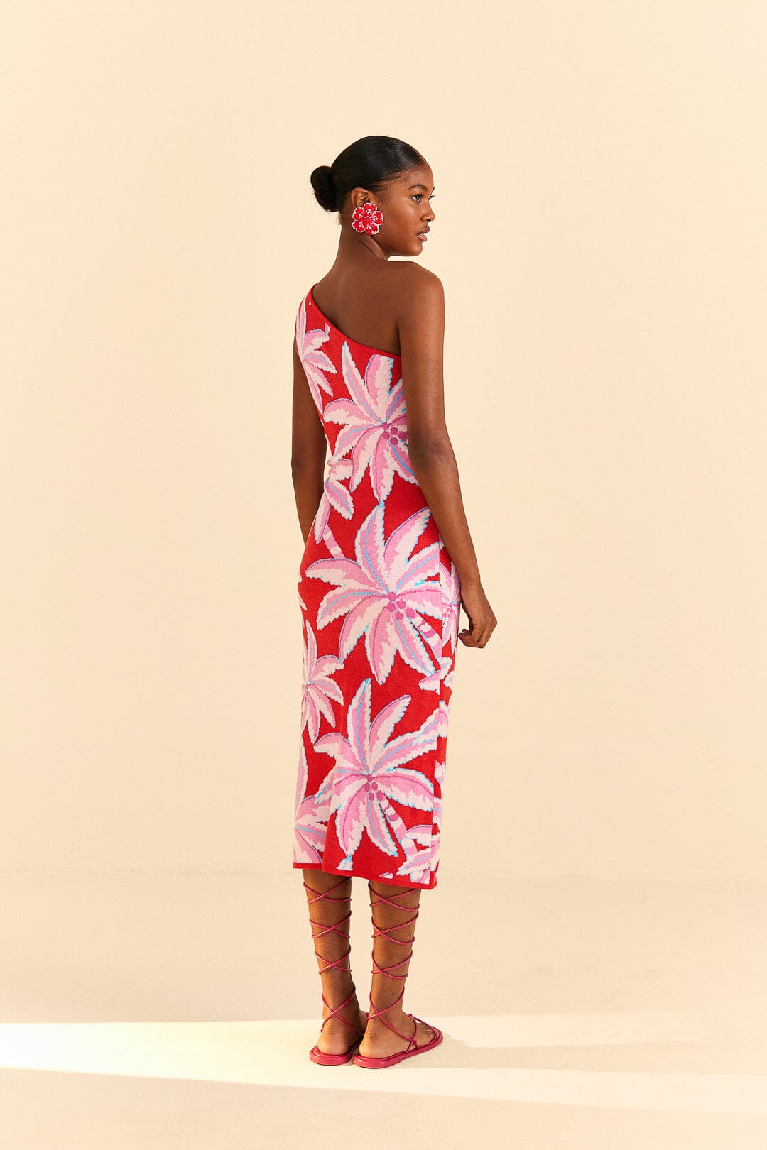 Farm Rio Red Coconut Tree Knit Dress