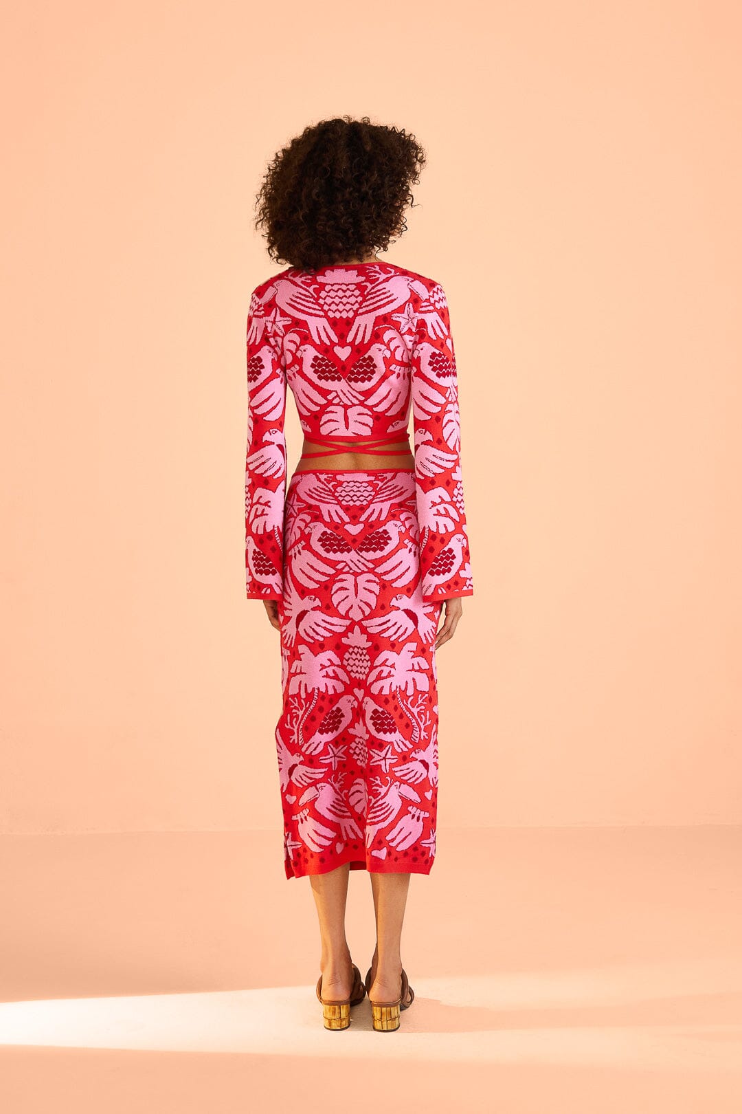 Farm Rio Red Jungle Scarf Knit Top