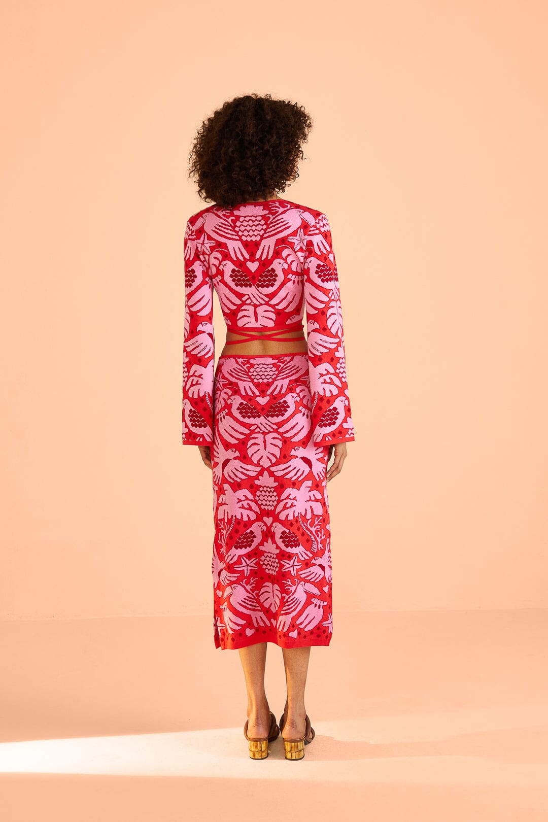 Farm Rio Red Jungle Scarf Knit Skirt