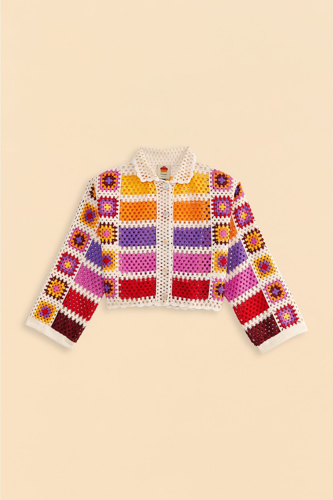 Farm Rio Mixed Crochet Stripes Shirt