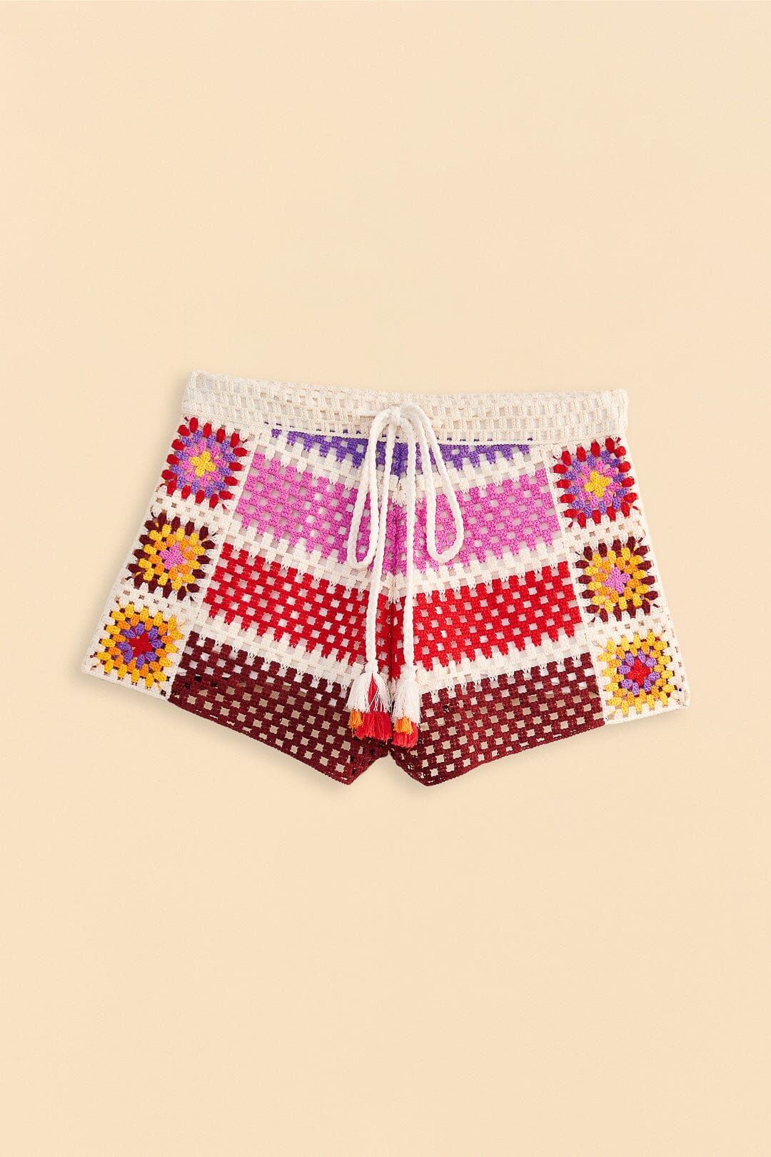 Farm Rio Mixed Crochet Stripes Shorts