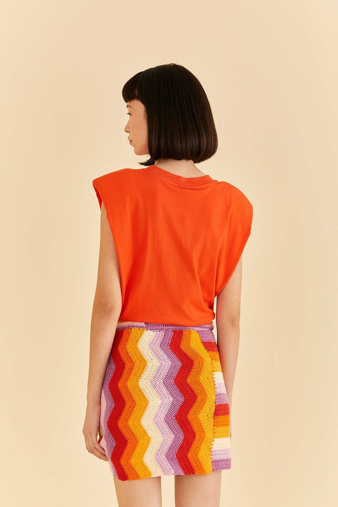 Farm Rio Multi Stripes Crochet Wrap Mini Skirt