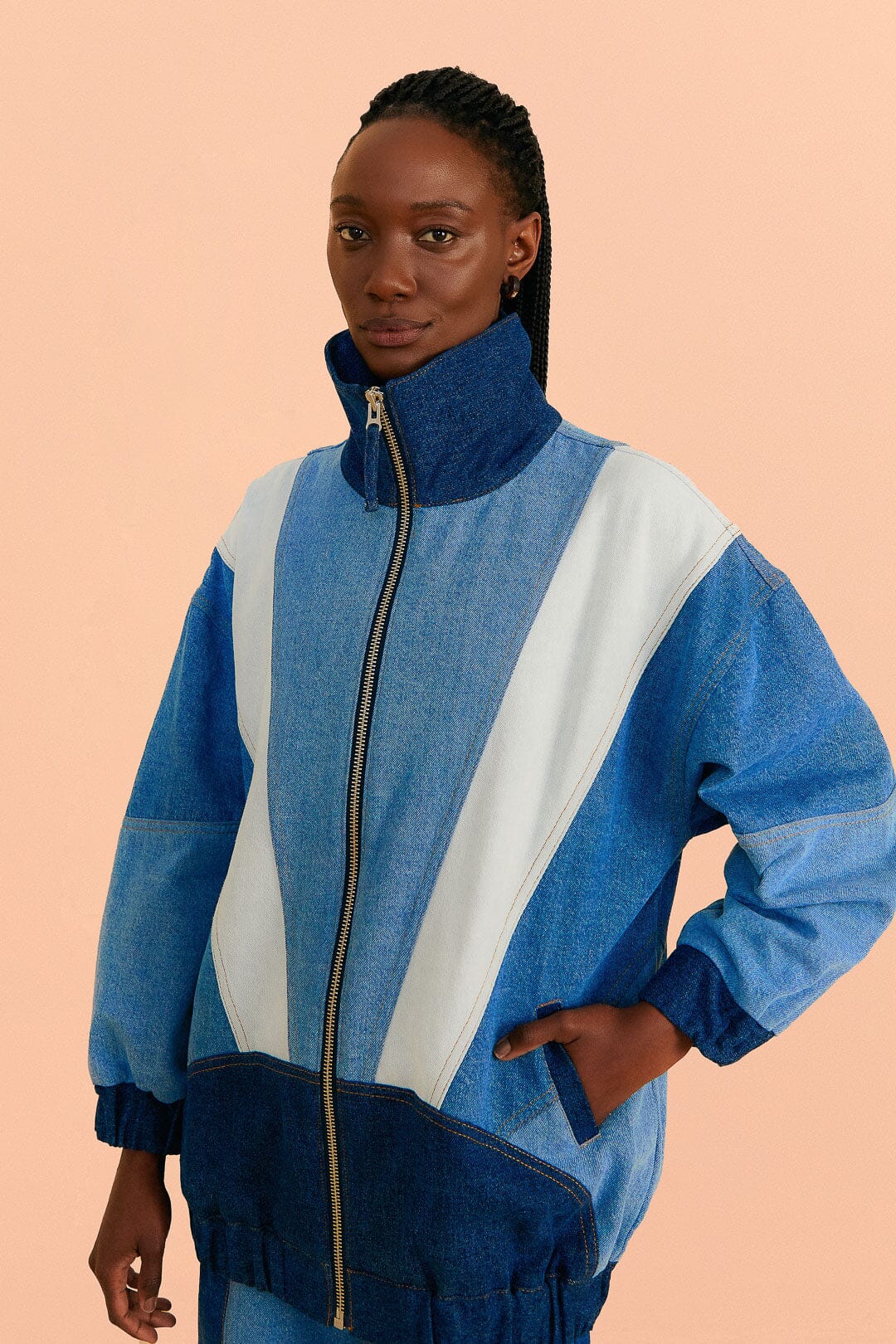 Farm Rio Patchwork Denim Jacket