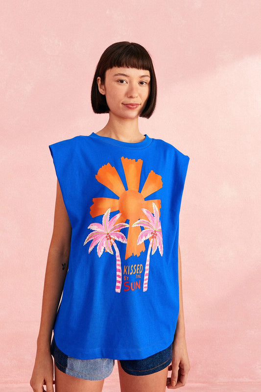 Farm Rio Blue Kissed By The Sun Organic Cotton T-Shirt