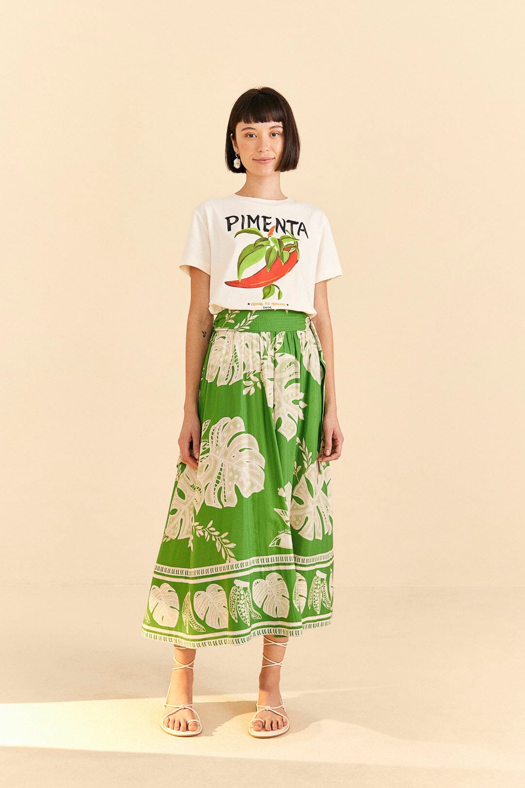 Farm Rio Off-White Peppers Organic Cotton T-shirt