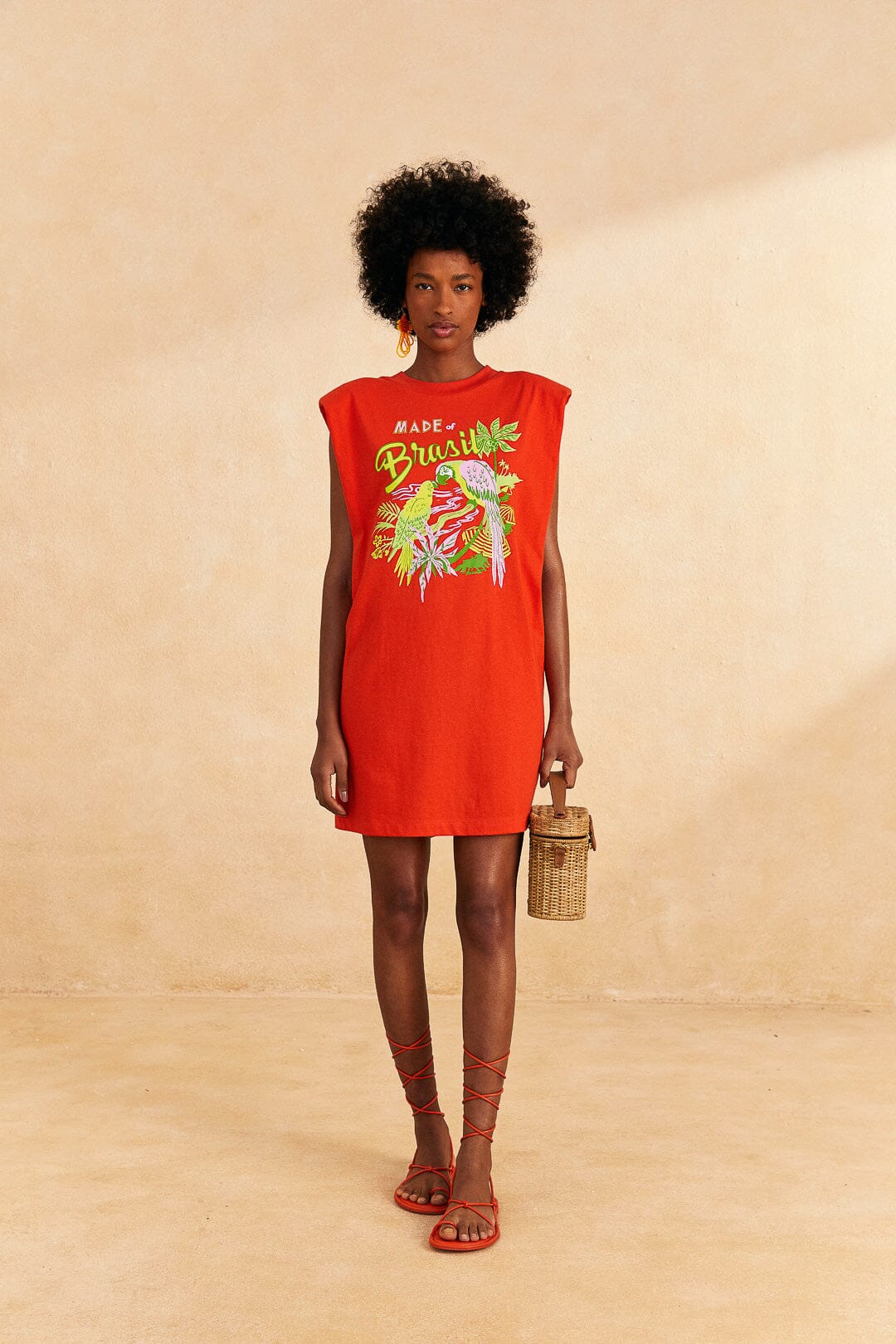 Farm Rio Red Brasil Mini T-Shirt Dress