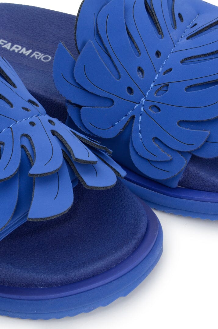 Farm Rio Blue Monstera Anatomic Slide Sandal
