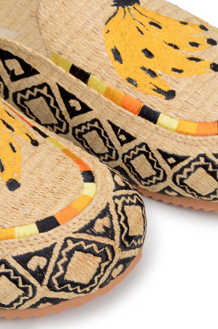 Farm Rio Raffia Embroidered Clog Mule