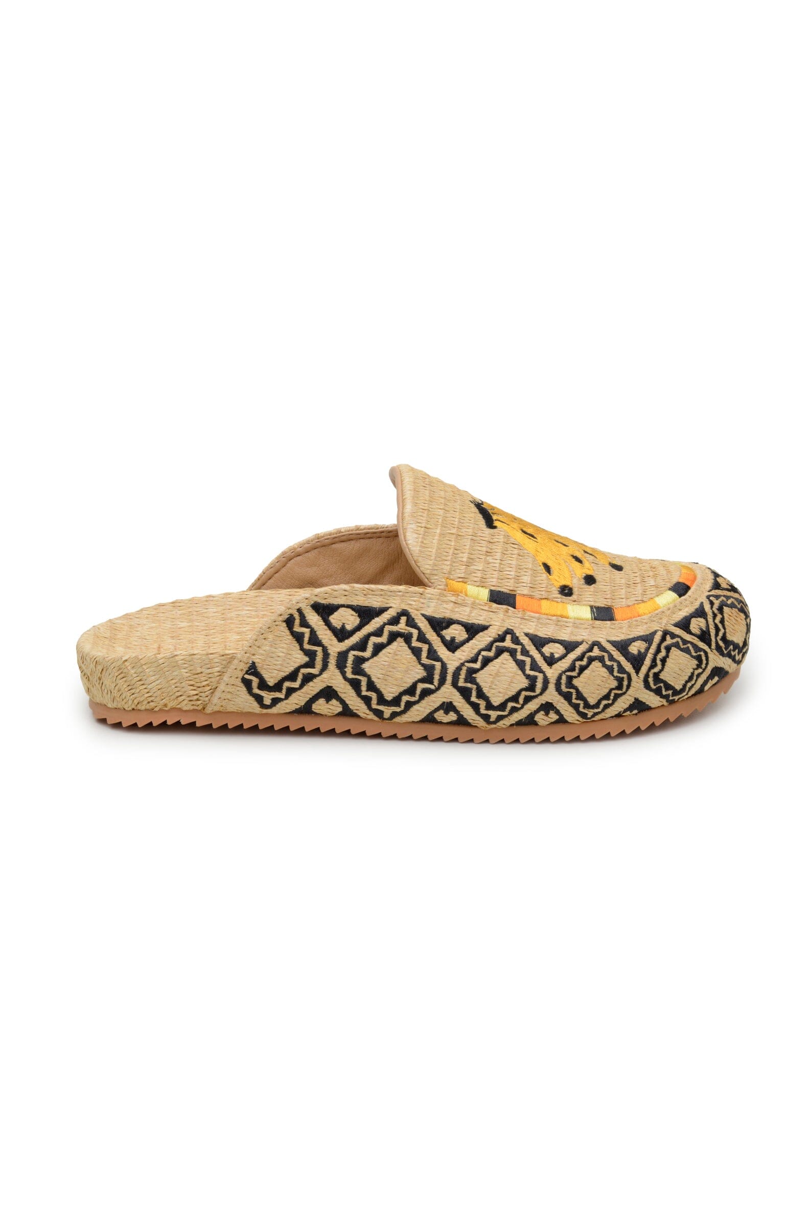 Farm Rio Raffia Embroidered Clog Mule