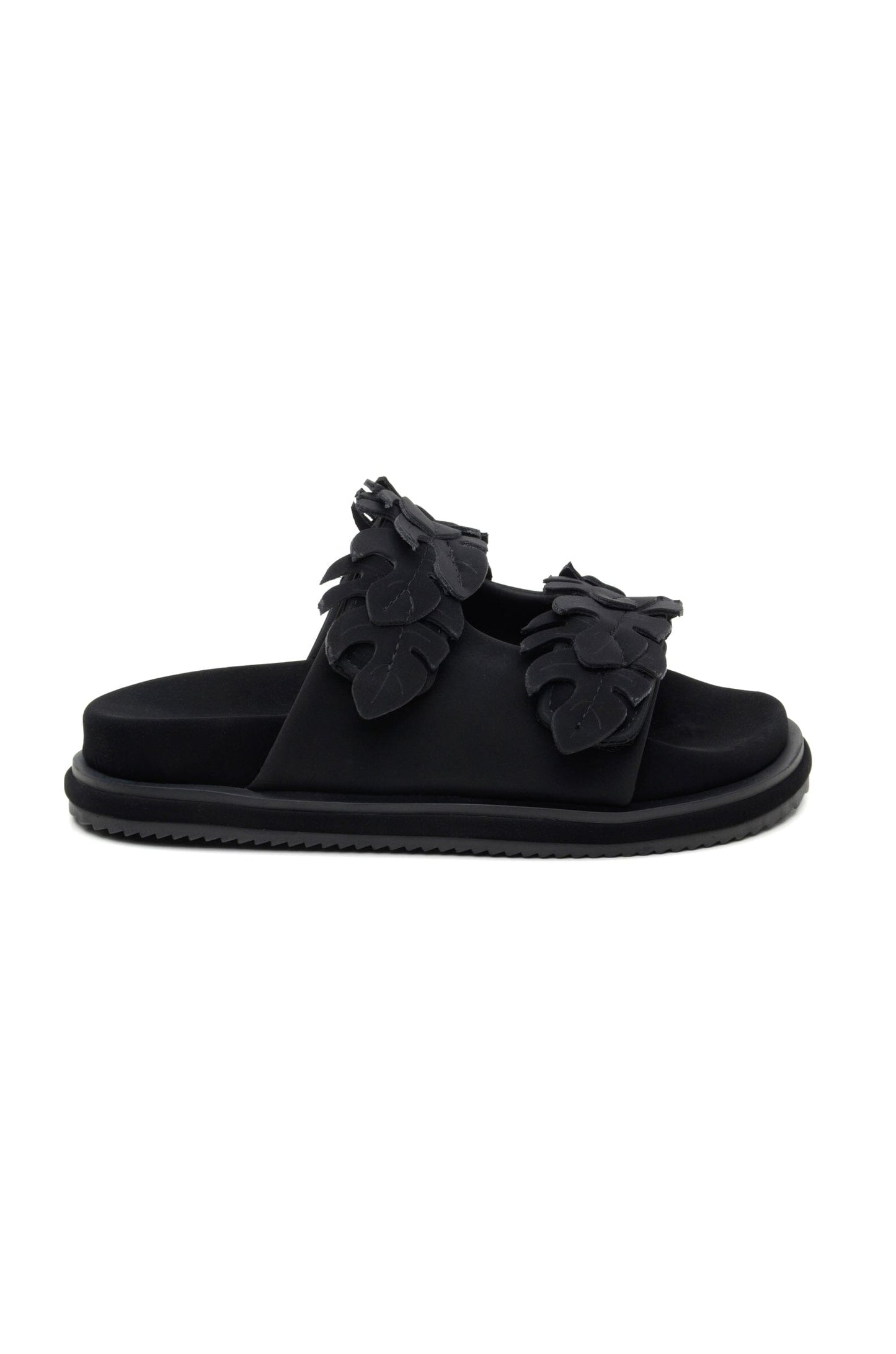 Farm Rio Black Mini Monstera Anatomic Slide Sandal
