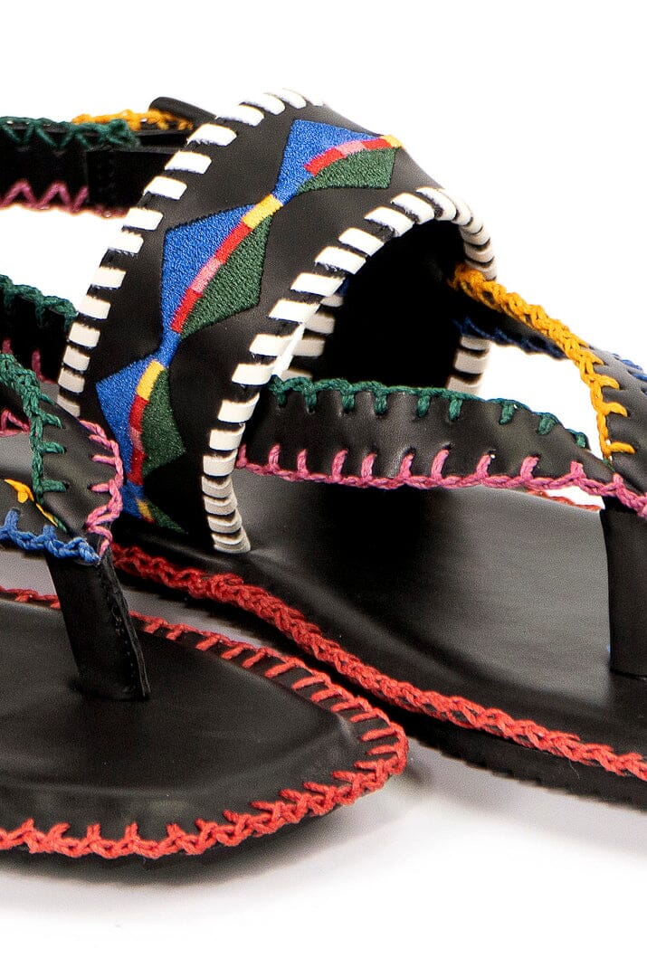 Farm Rio Colorful Embroidered Flat Sandal