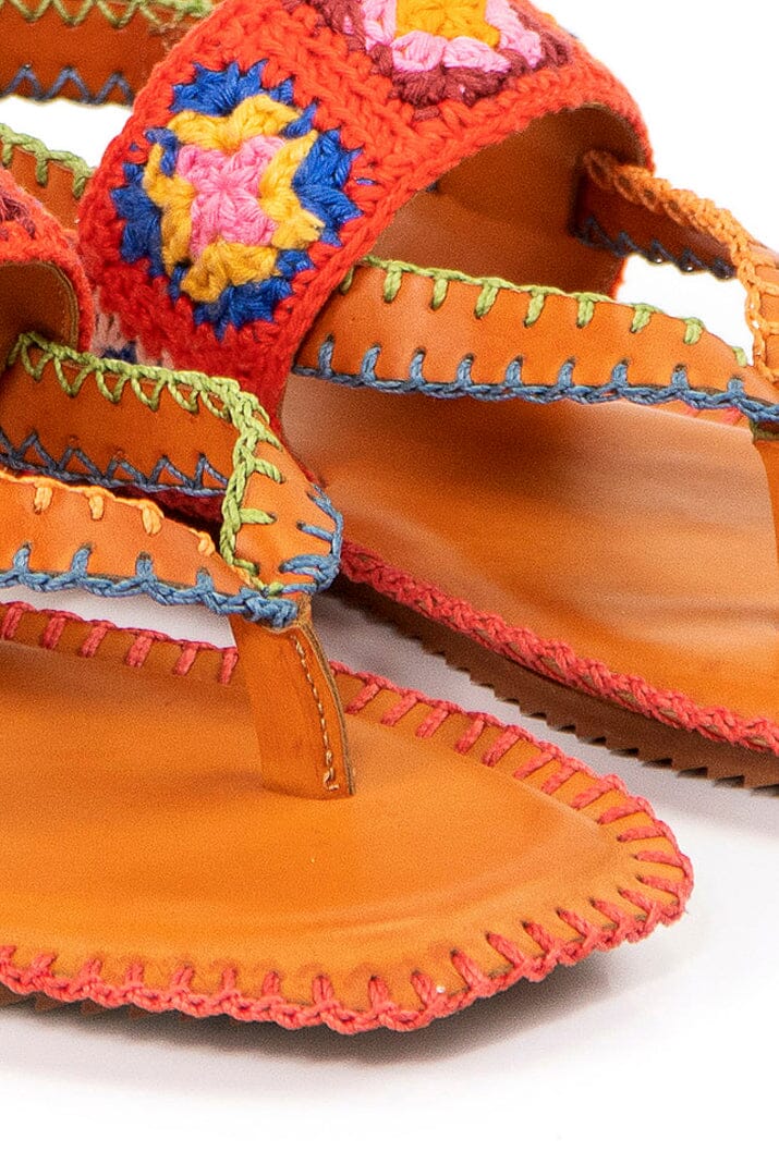 Farm Rio Caramel Crochet Flat Sandal