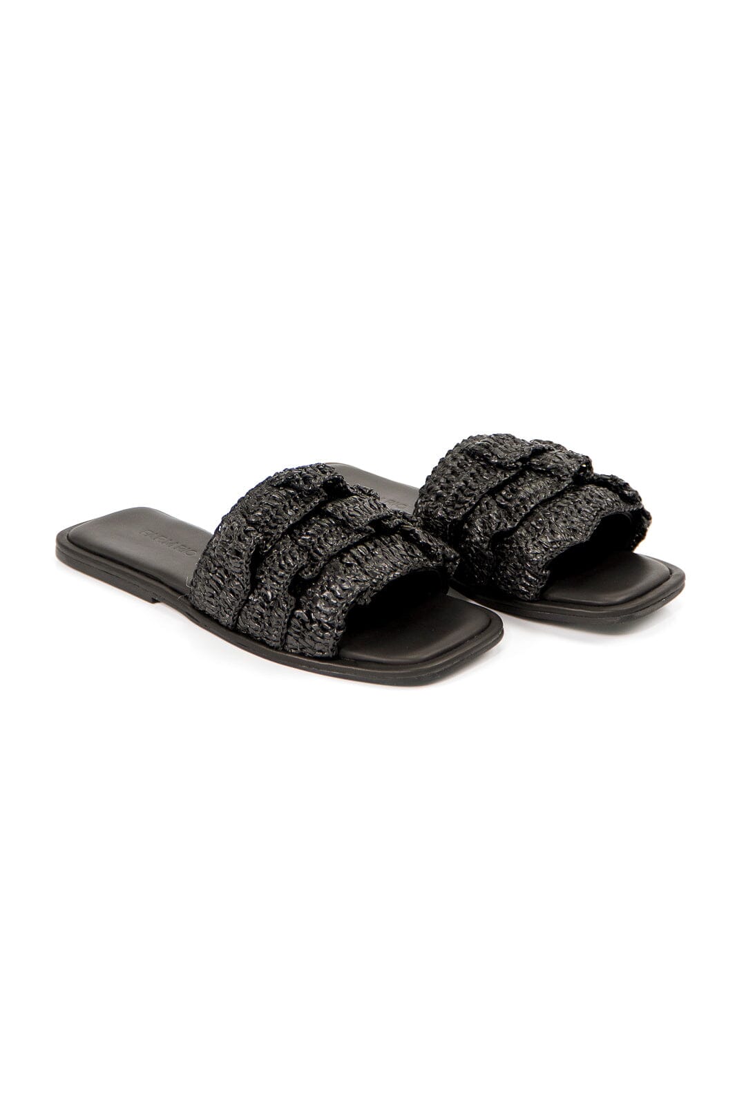Farm Rio Black Crochet Ruffle Slide Sandal