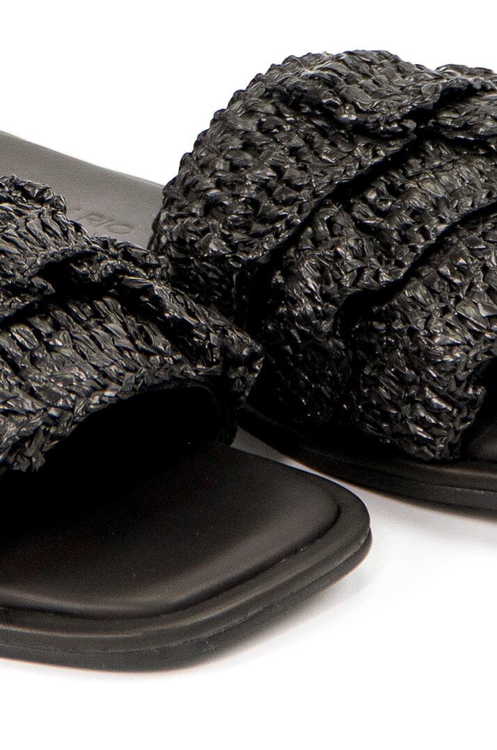 Farm Rio Black Crochet Ruffle Slide Sandal
