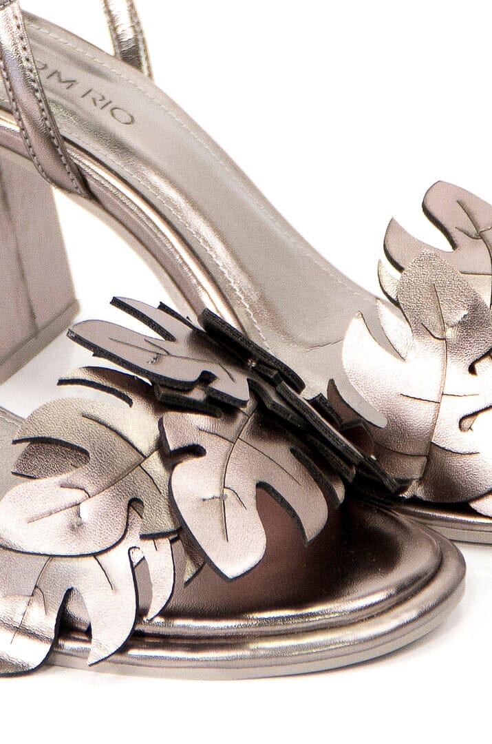 Farm Rio Silver Monstera Mid Heel Sandal
