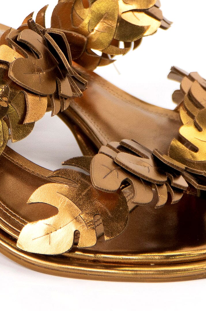 Farm Rio Brass Monstera Mid Heel Slide Sandal