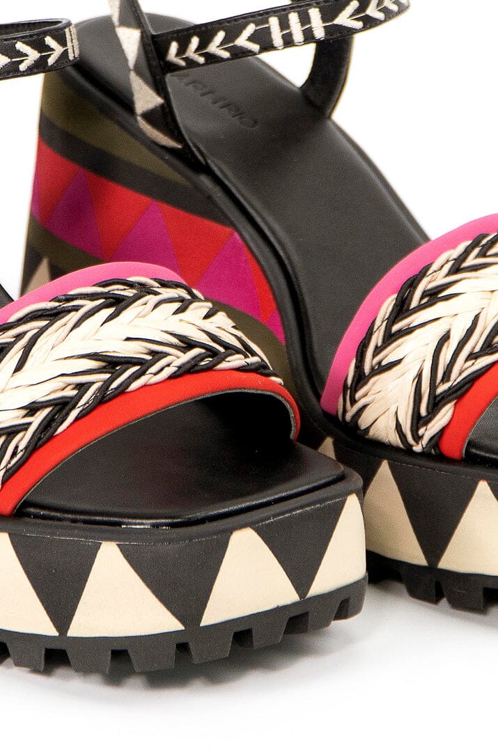 Farm Rio Colorful Graphic Platform Sandal